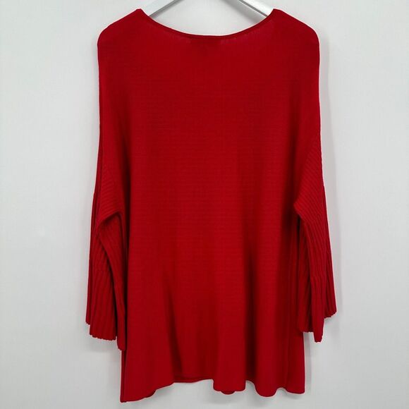 Lane Bryant Sweater Pullover Size‎ 18 20 Stretch Knit Long Bell Sleeves New Red - Picture 7 of 13
